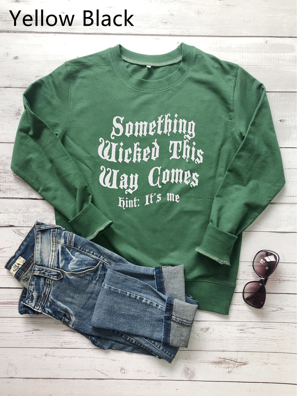 Something Wicked This Way Comes - Hint: It's Me! Letter Print Sweatshirt