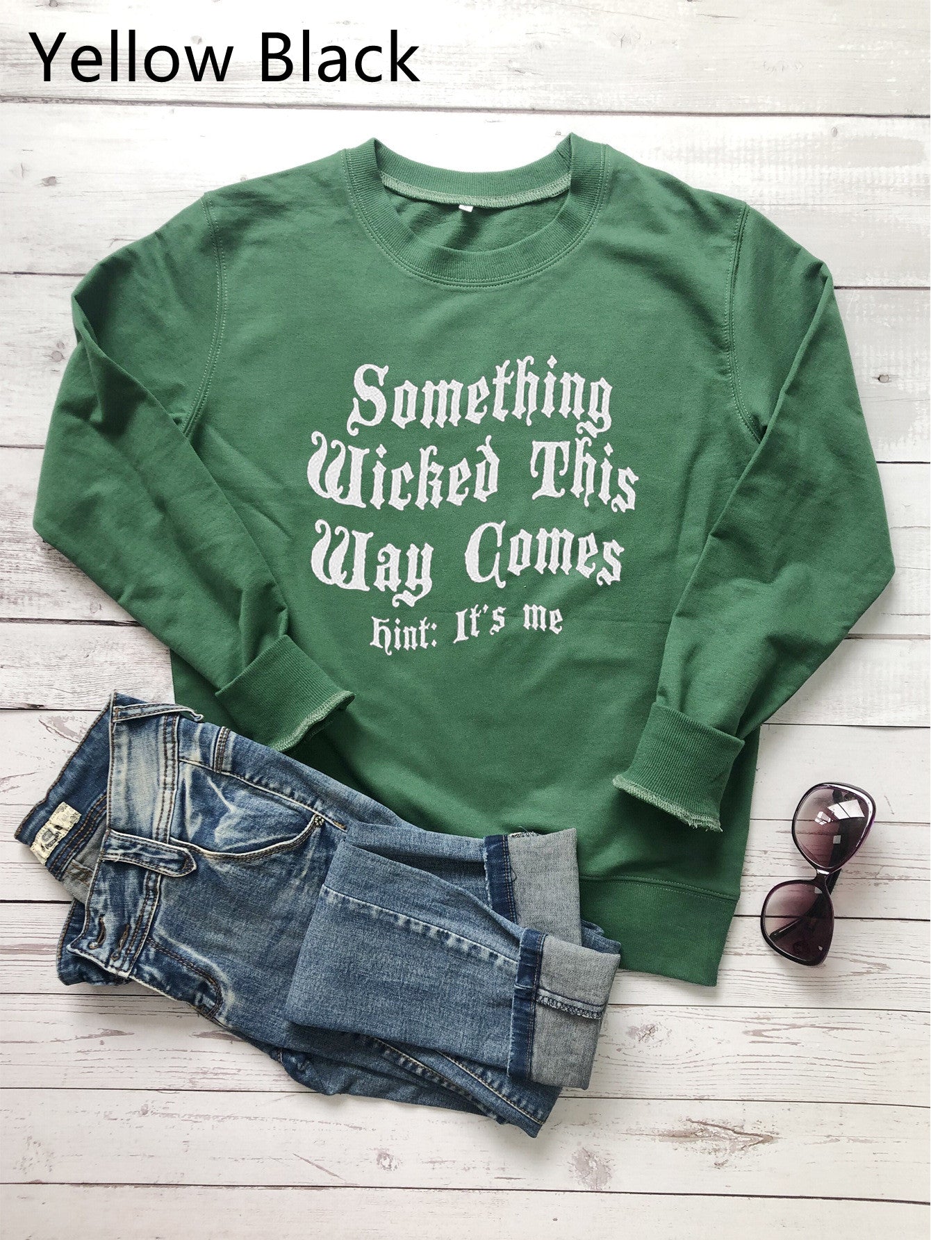 Something Wicked This Way Comes - Hint: It's Me! Letter Print Sweatshirt