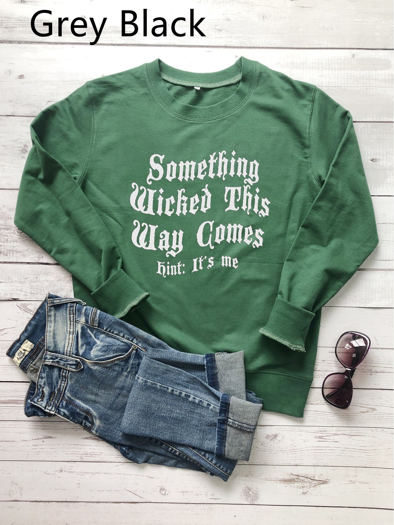 Something Wicked This Way Comes - Hint: It's Me! Letter Print Sweatshirt
