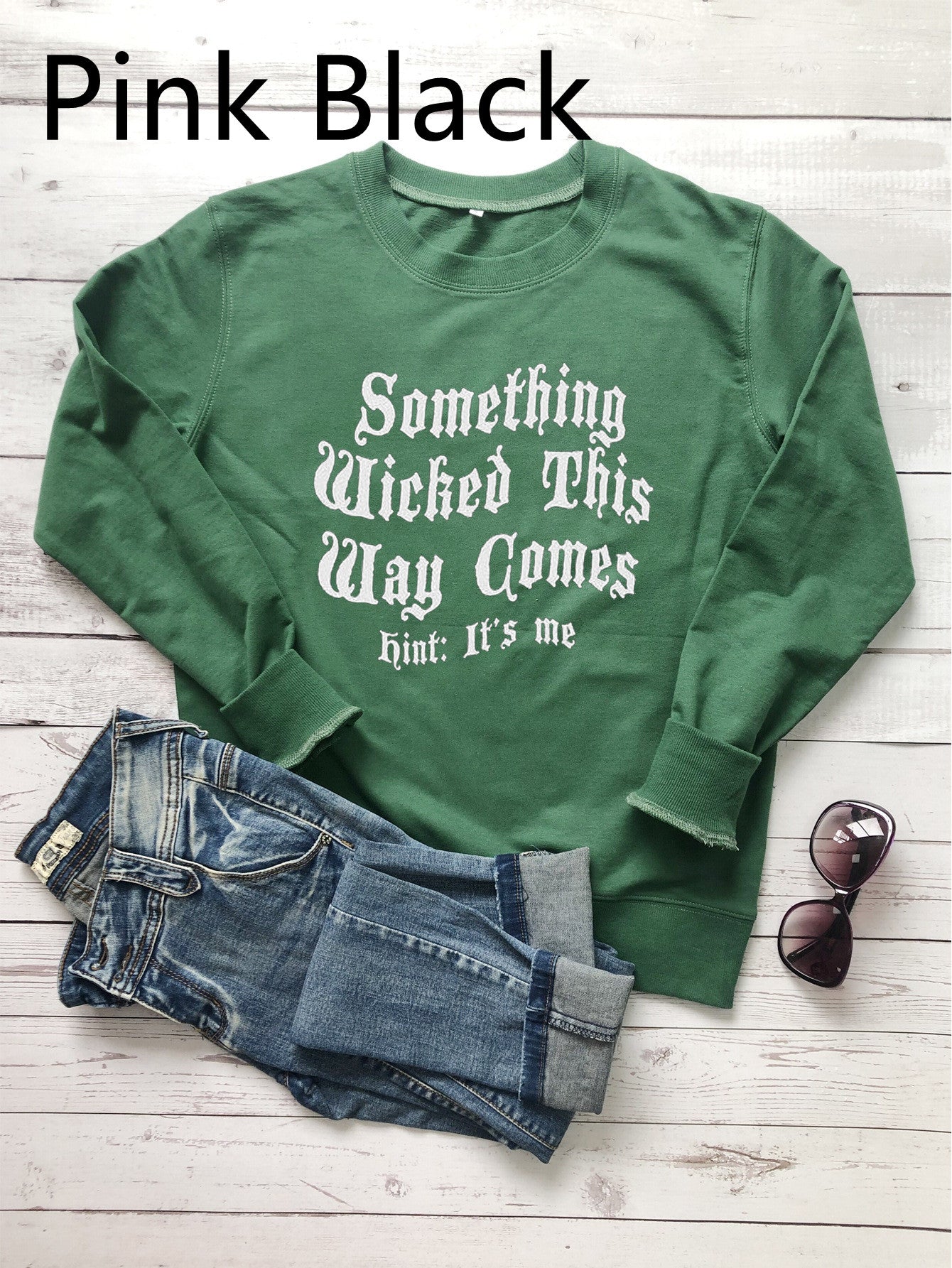 Something Wicked This Way Comes - Hint: It's Me! Letter Print Sweatshirt