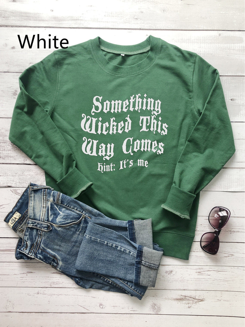 Something Wicked This Way Comes - Hint: It's Me! Letter Print Sweatshirt