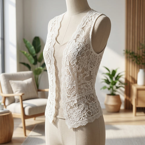 Elegant Floral Lace Vest - Women's Sleeveless Summer Top (S-5XL)
